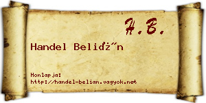 Handel Belián névjegykártya